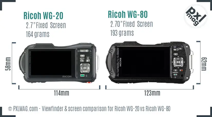 Ricoh WG-20 vs Ricoh WG-80 Screen and Viewfinder comparison