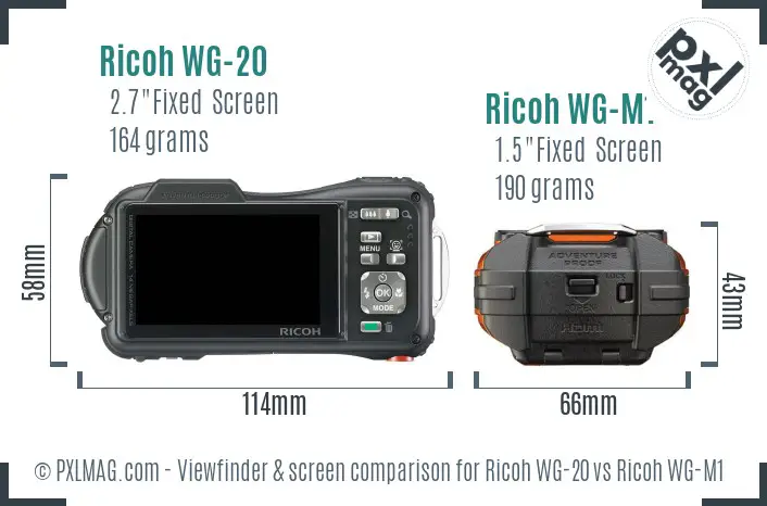 Ricoh WG-20 vs Ricoh WG-M1 Screen and Viewfinder comparison