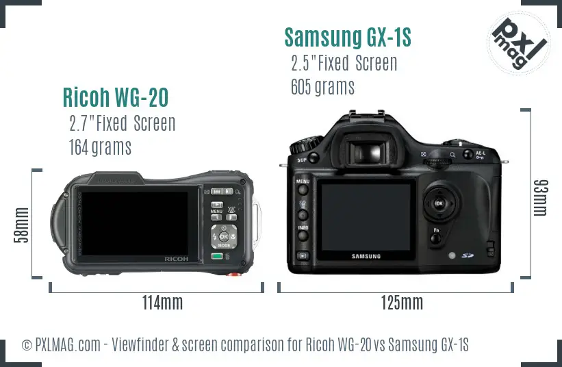 Ricoh WG-20 vs Samsung GX-1S Screen and Viewfinder comparison