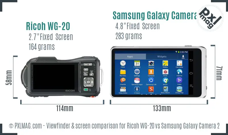 Ricoh WG-20 vs Samsung Galaxy Camera 2 Screen and Viewfinder comparison