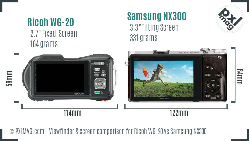 Ricoh WG-20 vs Samsung NX300 Screen and Viewfinder comparison