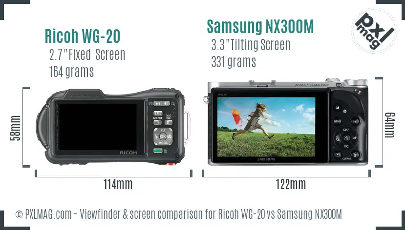 Ricoh WG-20 vs Samsung NX300M Screen and Viewfinder comparison