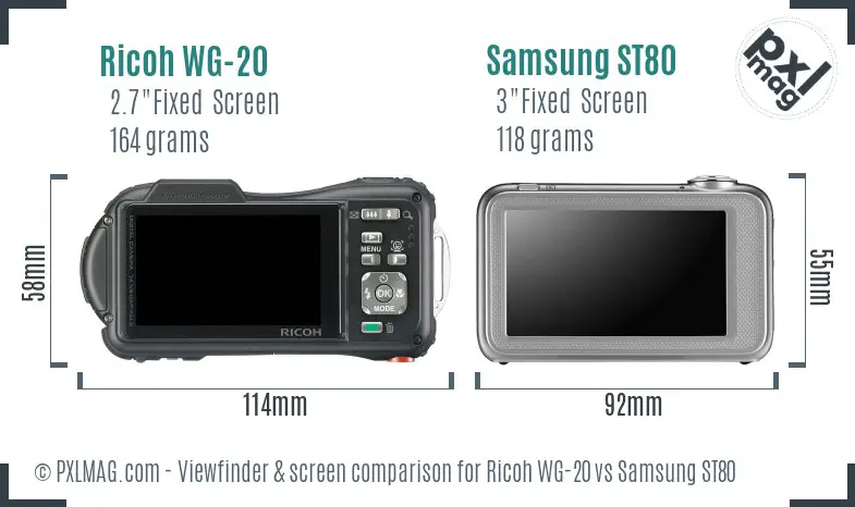 Ricoh WG-20 vs Samsung ST80 Screen and Viewfinder comparison