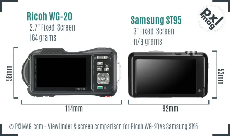 Ricoh WG-20 vs Samsung ST95 Screen and Viewfinder comparison