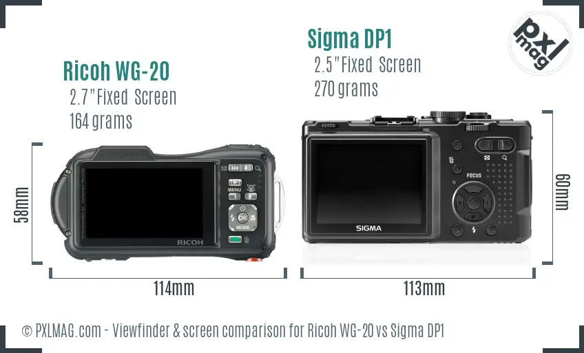 Ricoh WG-20 vs Sigma DP1 Screen and Viewfinder comparison