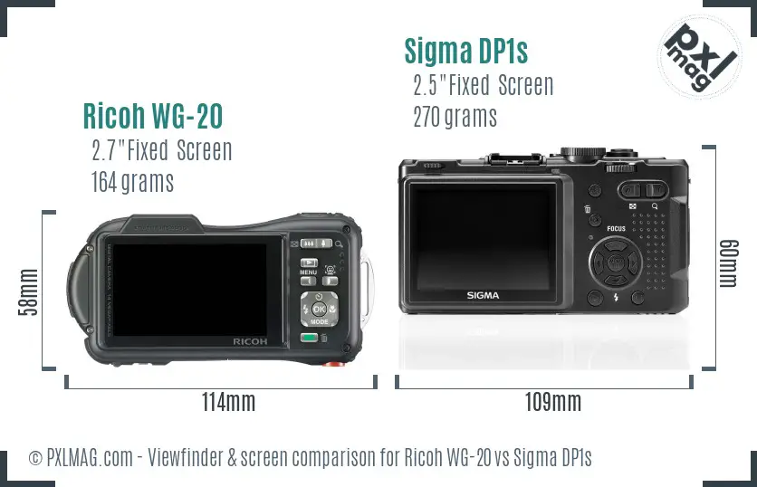 Ricoh WG-20 vs Sigma DP1s Screen and Viewfinder comparison