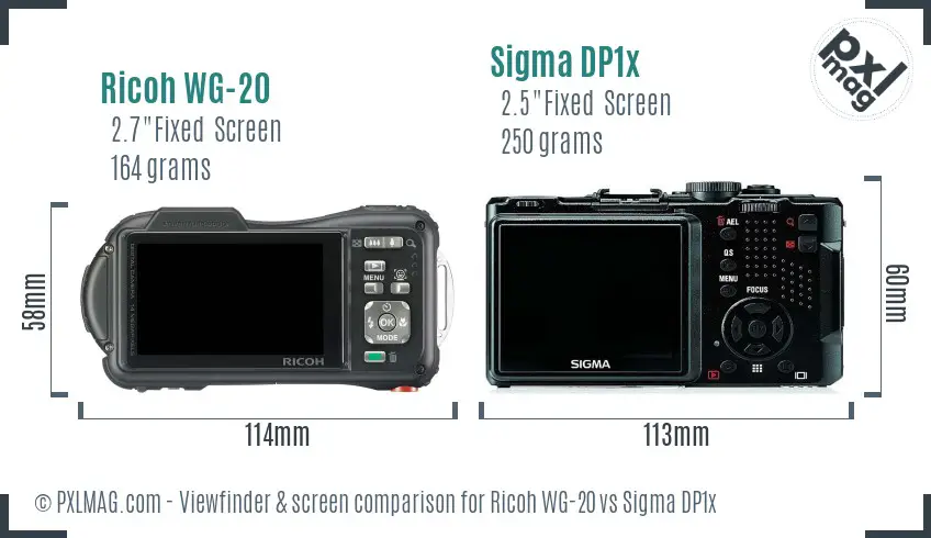 Ricoh WG-20 vs Sigma DP1x Screen and Viewfinder comparison