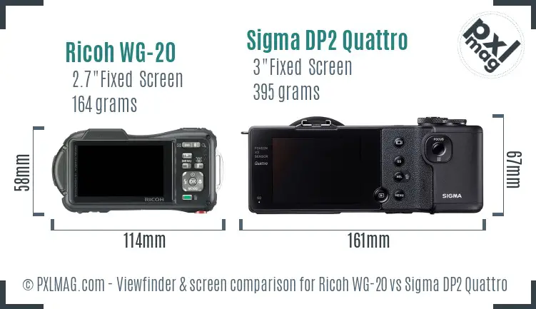 Ricoh WG-20 vs Sigma DP2 Quattro Screen and Viewfinder comparison