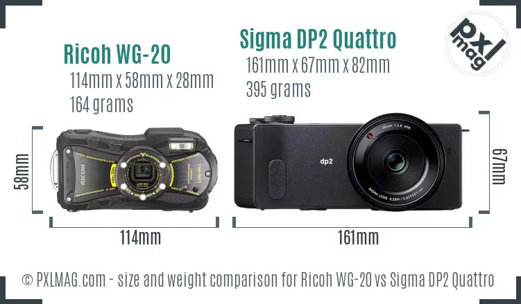 Ricoh WG-20 vs Sigma DP2 Quattro size comparison