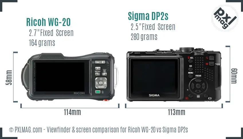 Ricoh WG-20 vs Sigma DP2s Screen and Viewfinder comparison