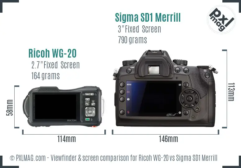 Ricoh WG-20 vs Sigma SD1 Merrill Screen and Viewfinder comparison