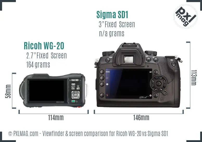 Ricoh WG-20 vs Sigma SD1 Screen and Viewfinder comparison