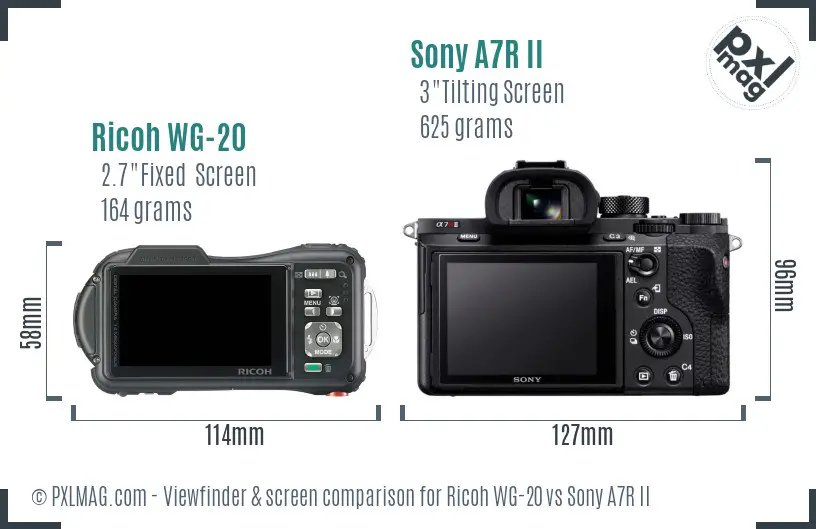 Ricoh WG-20 vs Sony A7R II Screen and Viewfinder comparison