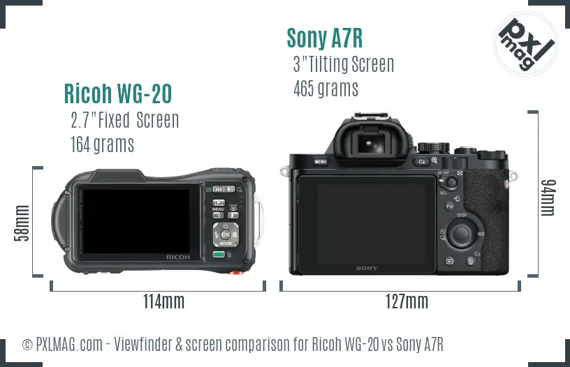 Ricoh WG-20 vs Sony A7R Screen and Viewfinder comparison