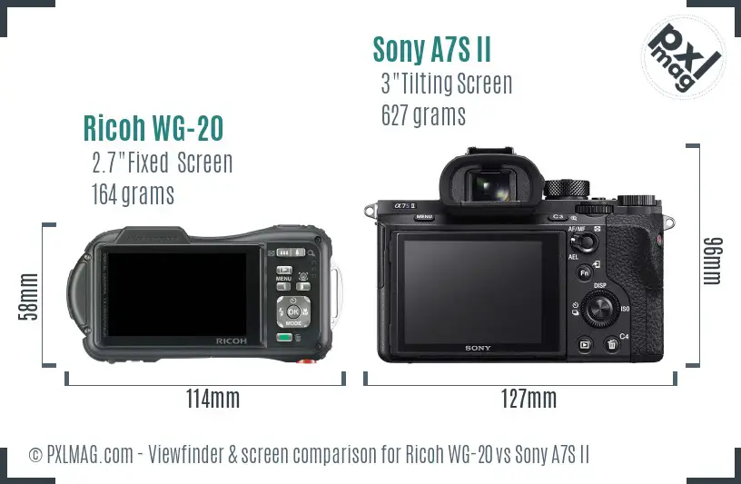 Ricoh WG-20 vs Sony A7S II Screen and Viewfinder comparison