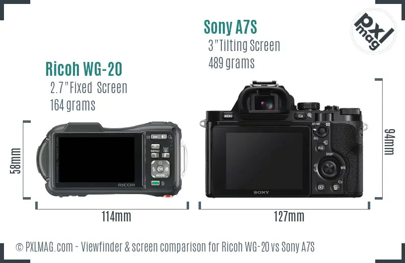 Ricoh WG-20 vs Sony A7S Screen and Viewfinder comparison