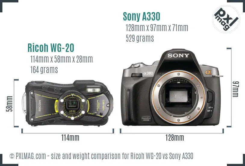 Ricoh WG-20 vs Sony A330 size comparison