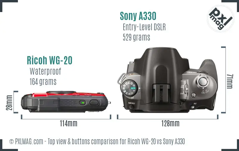 Ricoh WG-20 vs Sony A330 top view buttons comparison