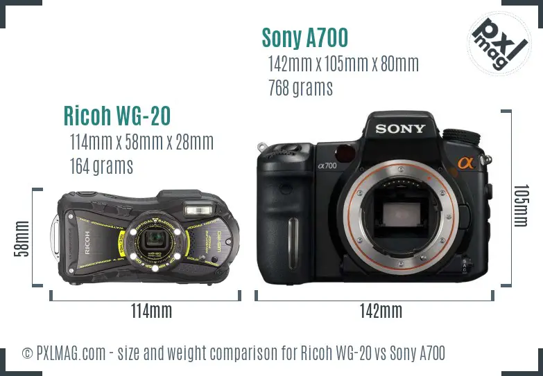 Ricoh WG-20 vs Sony A700 size comparison Ricoh WG-20 vs Sony A700 size comparison