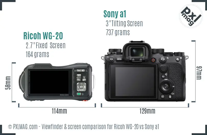 Ricoh WG-20 vs Sony a1 Screen and Viewfinder comparison