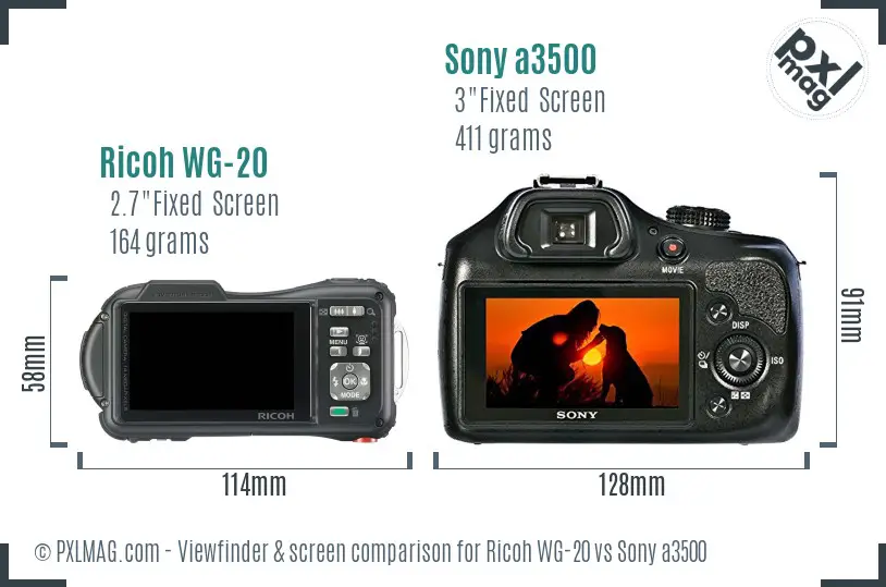 Ricoh WG-20 vs Sony a3500 Screen and Viewfinder comparison