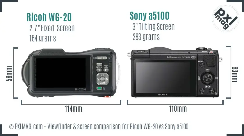 Ricoh WG-20 vs Sony a5100 Screen and Viewfinder comparison