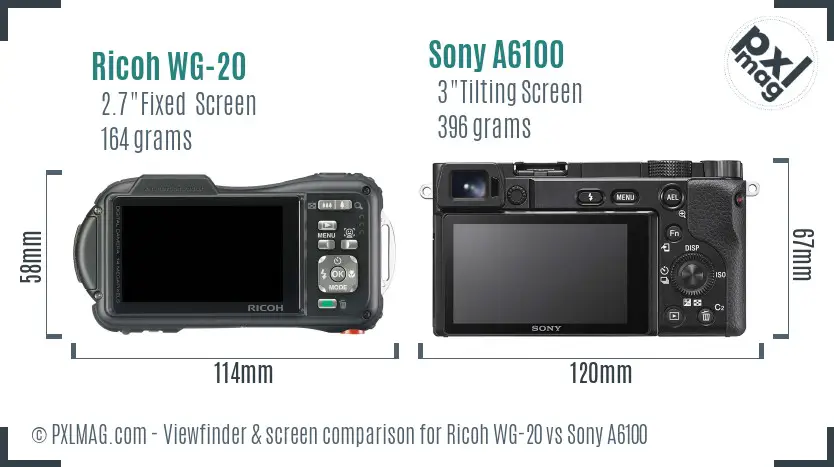 Ricoh WG-20 vs Sony A6100 Screen and Viewfinder comparison