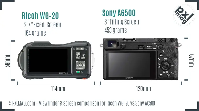 Ricoh WG-20 vs Sony A6500 Screen and Viewfinder comparison