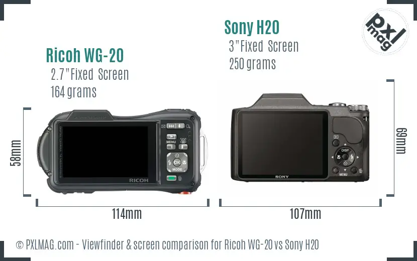 Ricoh WG-20 vs Sony H20 Screen and Viewfinder comparison Ricoh WG-20 vs Sony H20 Screen and Viewfinder comparison