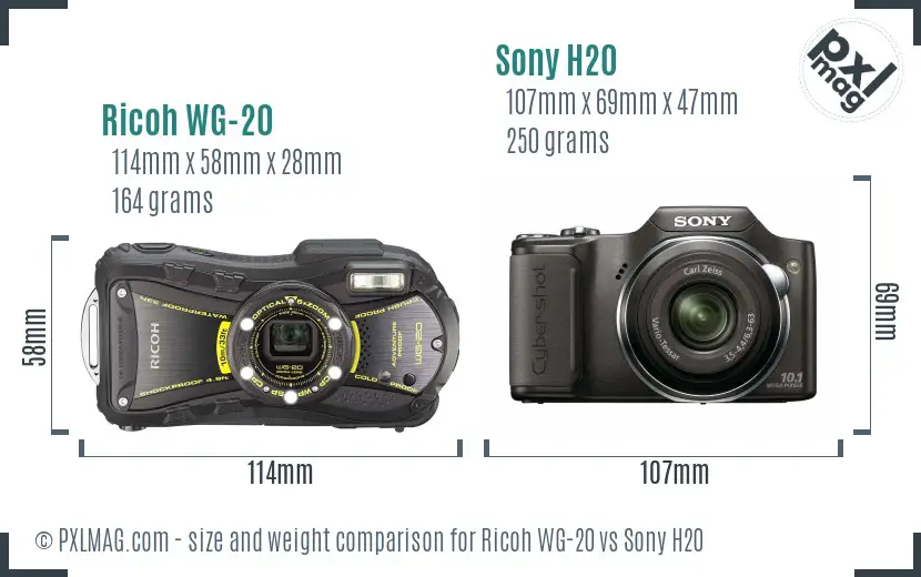 Ricoh WG-20 vs Sony H20 size comparison Ricoh WG-20 vs Sony H20 size comparison