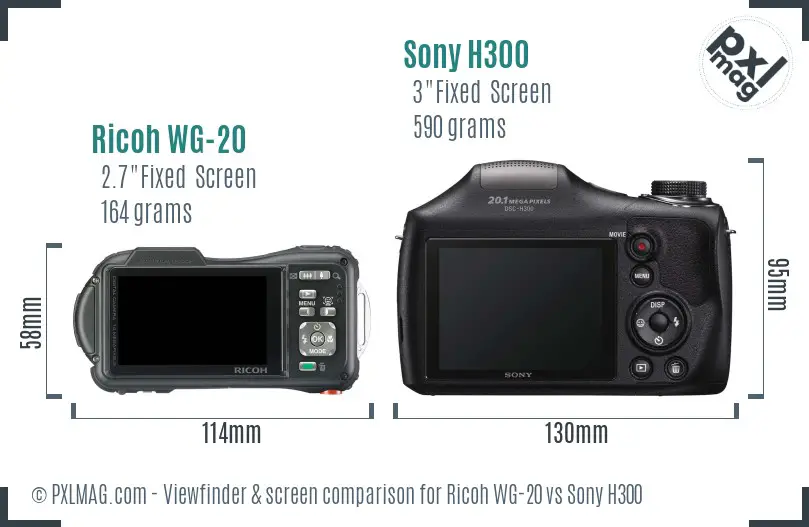 Ricoh WG-20 vs Sony H300 Screen and Viewfinder comparison