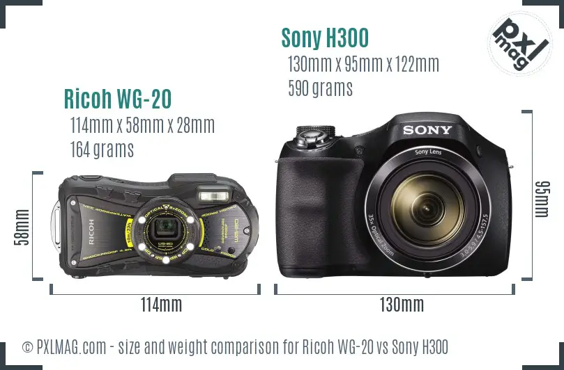 Ricoh WG-20 vs Sony H300 size comparison