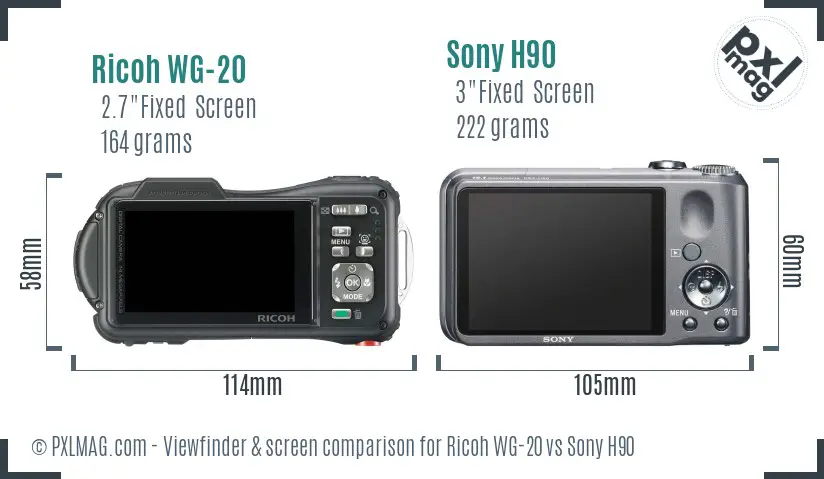 Ricoh WG-20 vs Sony H90 Screen and Viewfinder comparison