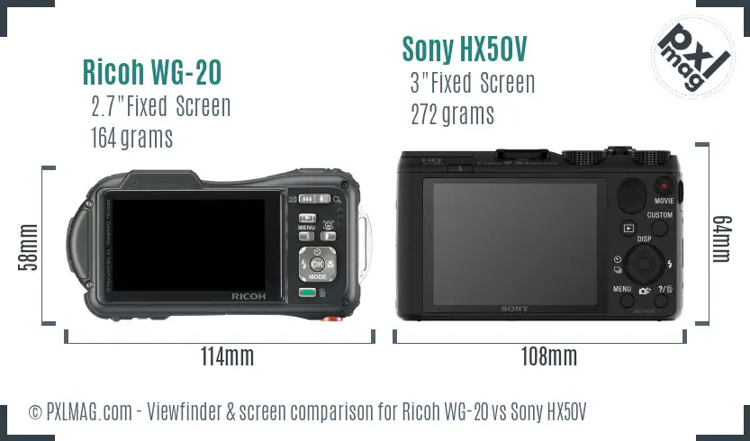 Ricoh WG-20 vs Sony HX50V Screen and Viewfinder comparison Ricoh WG-20 vs Sony HX50V Screen and Viewfinder comparison