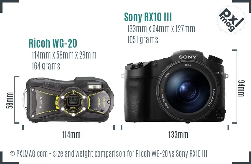 Ricoh WG-20 vs Sony RX10 III size comparison Ricoh WG-20 vs Sony RX10 III size comparison