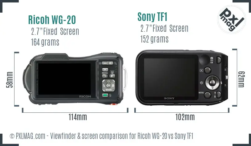 Ricoh WG-20 vs Sony TF1 Screen and Viewfinder comparison