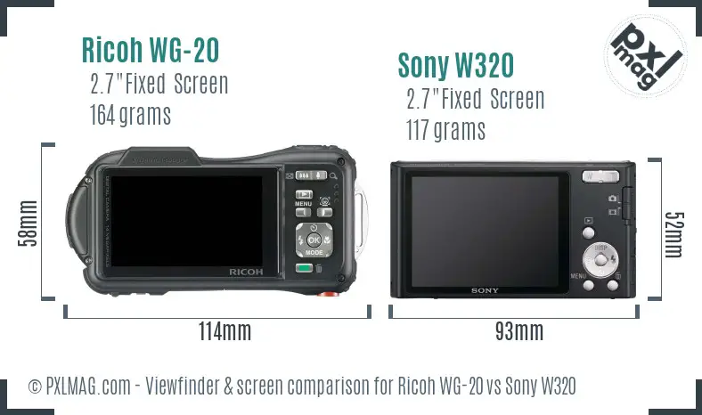 Ricoh WG-20 vs Sony W320 Screen and Viewfinder comparison