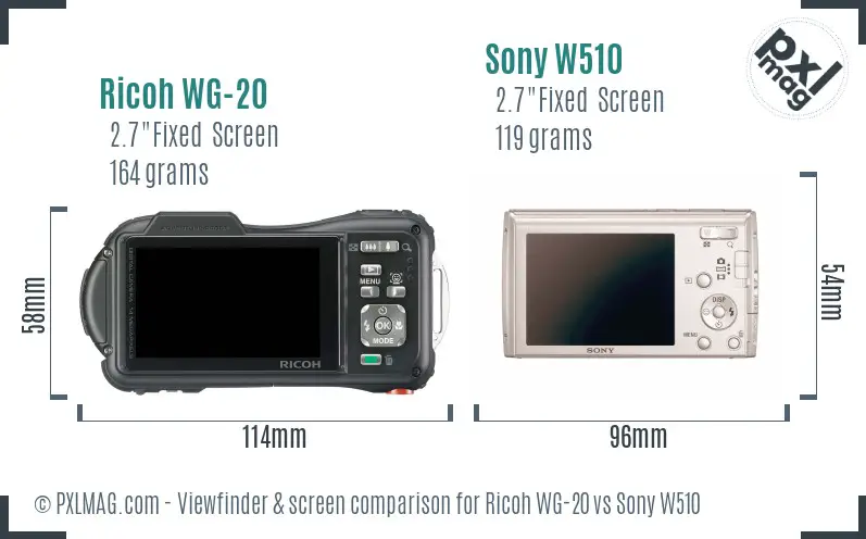 Ricoh WG-20 vs Sony W510 Screen and Viewfinder comparison
