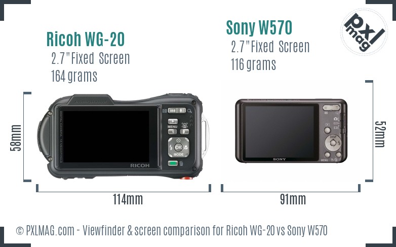 Ricoh WG-20 vs Sony W570 Screen and Viewfinder comparison