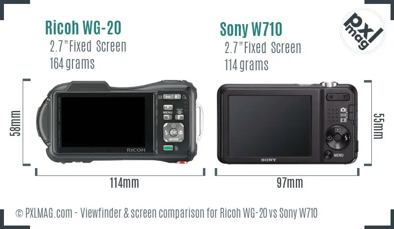 Ricoh WG-20 vs Sony W710 Screen and Viewfinder comparison