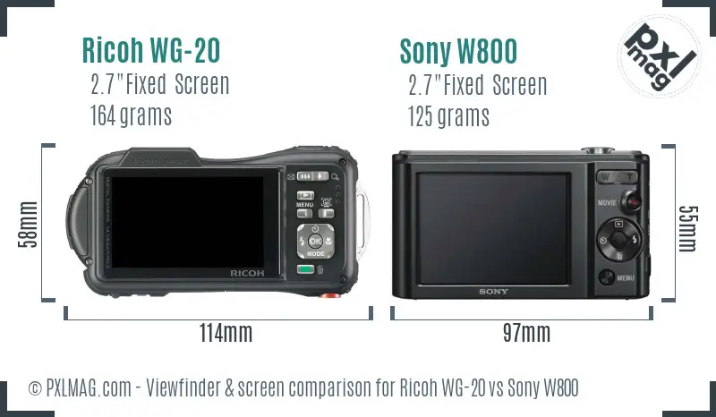 Ricoh WG-20 vs Sony W800 Screen and Viewfinder comparison