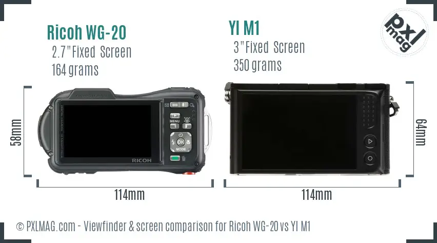 Ricoh WG-20 vs YI M1 Screen and Viewfinder comparison