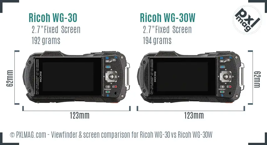 Ricoh WG-30 vs Ricoh WG-30W Screen and Viewfinder comparison