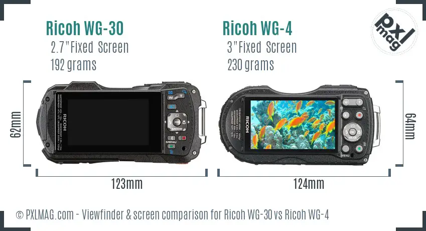 Ricoh WG-30 vs Ricoh WG-4 Screen and Viewfinder comparison