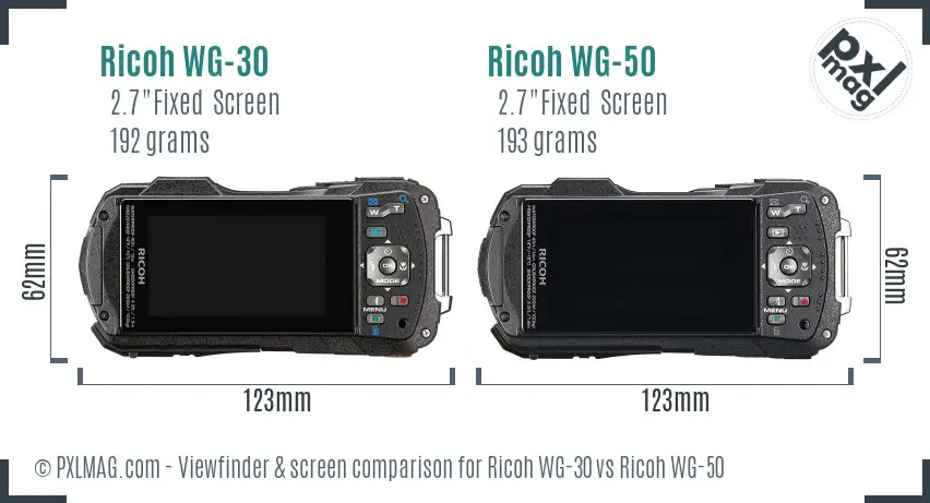 Ricoh WG-30 vs Ricoh WG-50 Screen and Viewfinder comparison