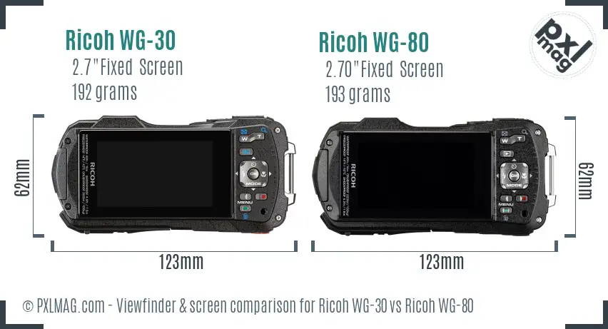 Ricoh WG-30 vs Ricoh WG-80 Screen and Viewfinder comparison