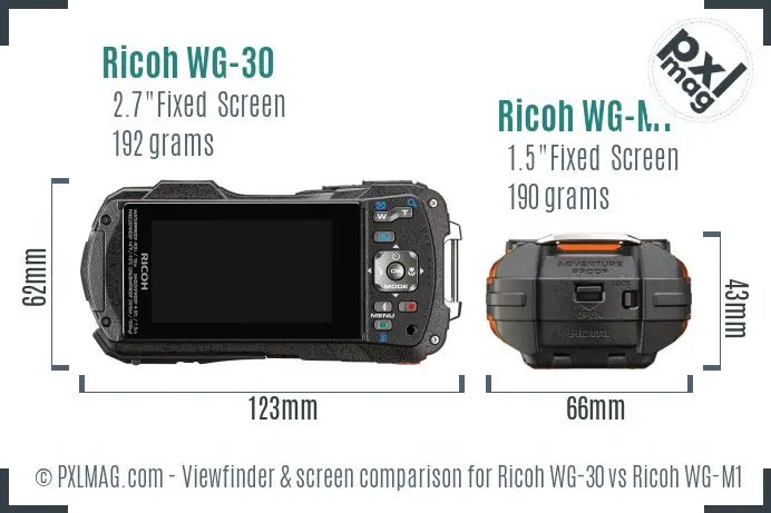 Ricoh WG-30 vs Ricoh WG-M1 Screen and Viewfinder comparison