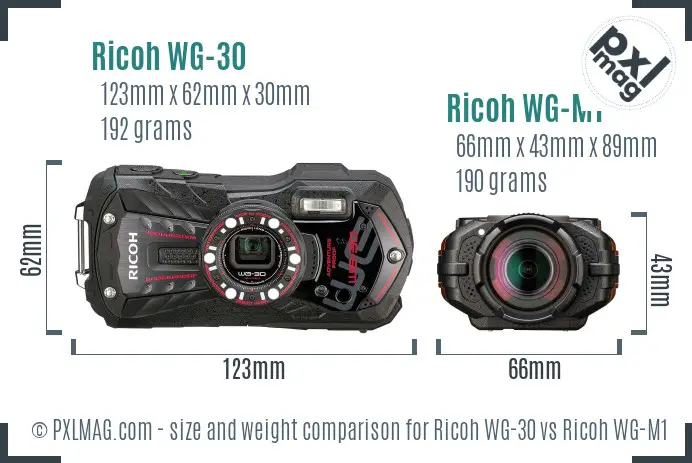 Ricoh WG-30 vs Ricoh WG-M1 size comparison