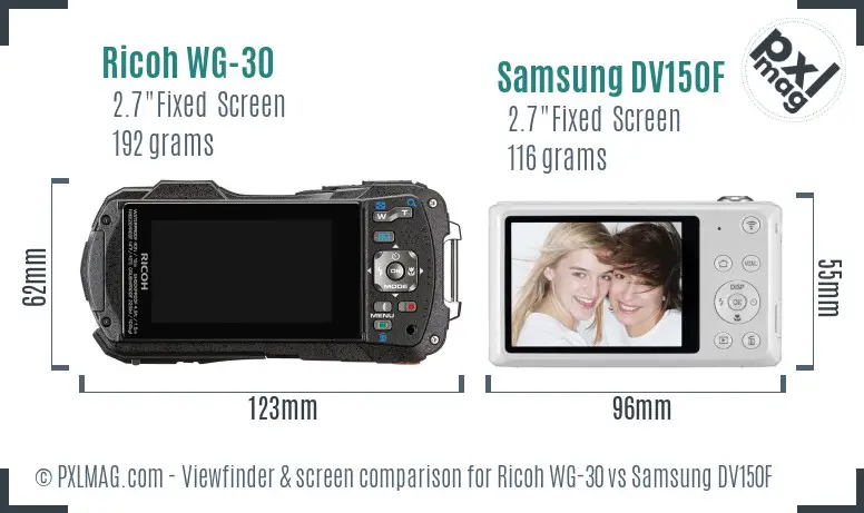 Ricoh WG-30 vs Samsung DV150F Screen and Viewfinder comparison