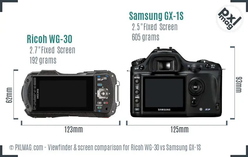 Ricoh WG-30 vs Samsung GX-1S Screen and Viewfinder comparison